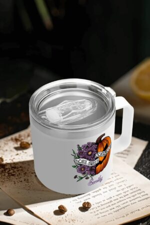 Personalized 14oz Stainless Steel Coffee Mug Coffee Cup with Lid and Handle