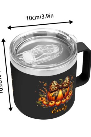 Personalized 14oz Stainless Steel Coffee Mug Coffee Cup with Lid and Handle