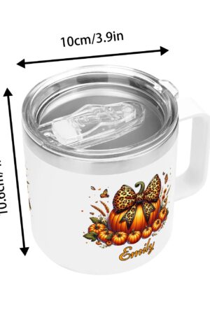 Personalized 14oz Stainless Steel Coffee Mug Coffee Cup with Lid and Handle