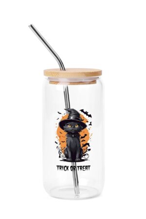 Transparent Bamboo Covered Cup 16oz Glass Cups Furniture with Straw