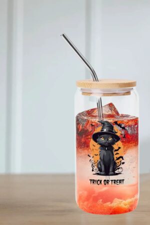 Transparent Bamboo Covered Cup 16oz Glass Cups Furniture with Straw