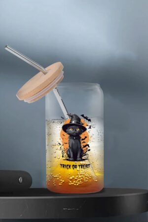 Transparent Bamboo Covered Cup 16oz Glass Cups Furniture with Straw