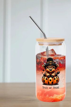 Transparent Bamboo Covered Cup 16oz Glass Cups Furniture with Straw