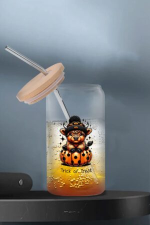 Transparent Bamboo Covered Cup 16oz Glass Cups Furniture with Straw