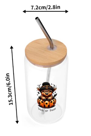 Transparent Bamboo Covered Cup 16oz Glass Cups Furniture with Straw