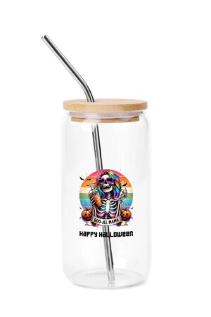 Transparent Bamboo Covered Cup 16oz Glass Cups Furniture with Straw