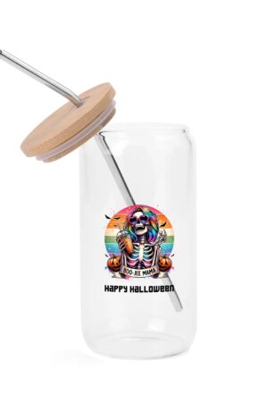 Transparent Bamboo Covered Cup 16oz Glass Cups Furniture with Straw