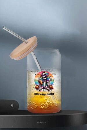 Transparent Bamboo Covered Cup 16oz Glass Cups Furniture with Straw