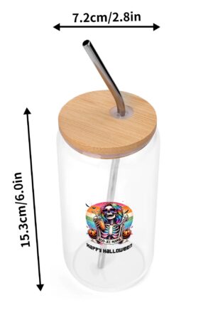 Transparent Bamboo Covered Cup 16oz Glass Cups Furniture with Straw