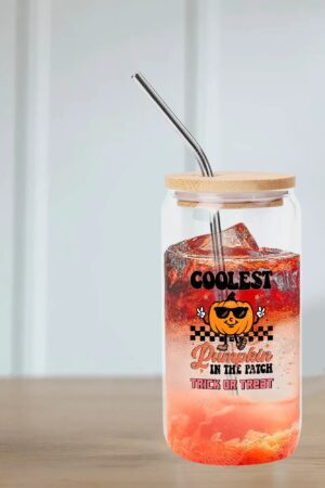 Transparent Bamboo Covered Cup 16oz Glass Cups Furniture with Straw