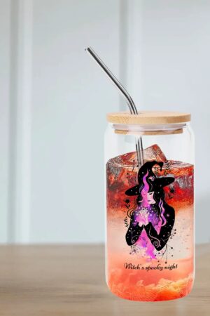 Transparent Bamboo Covered Cup 16oz Glass Cups Furniture with Straw