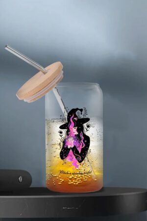 Transparent Bamboo Covered Cup 16oz Glass Cups Furniture with Straw