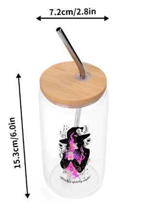 Transparent Bamboo Covered Cup 16oz Glass Cups Furniture with Straw