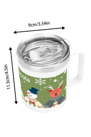 Custom 12oz Stainless Steel Coffee Mug Coffee Cup with Lid and Handle