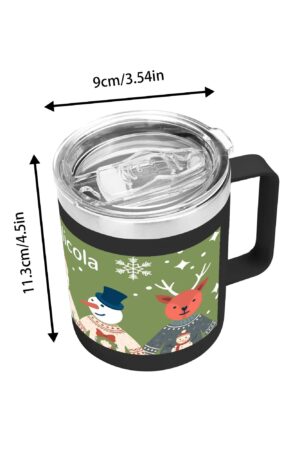 Custom 12oz Stainless Steel Coffee Mug Coffee Cup with Lid and Handle