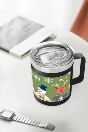 Custom 12oz Stainless Steel Coffee Mug Coffee Cup with Lid and Handle