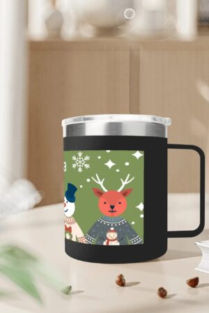 Custom 12oz Stainless Steel Coffee Mug Coffee Cup with Lid and Handle