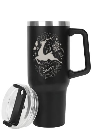 Engraved 40oz Stainless Steel Tumbler Travel Mug with Handle and Straw for Cup Holder