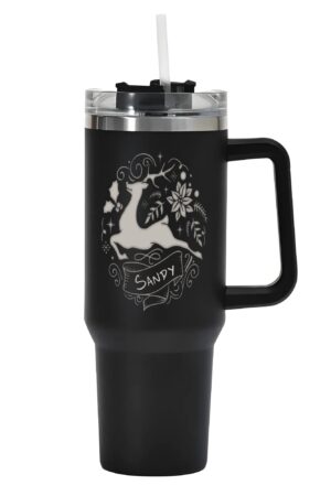 Engraved 40oz Stainless Steel Tumbler Travel Mug with Handle and Straw for Cup Holder