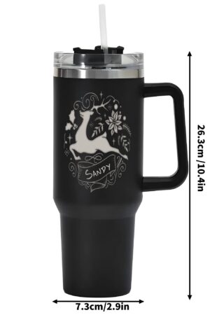 Engraved 40oz Stainless Steel Tumbler Travel Mug with Handle and Straw for Cup Holder