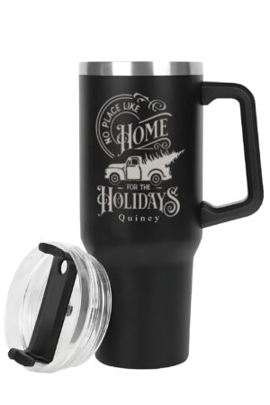 Engraved 40oz Stainless Steel Tumbler Travel Mug with Handle and Straw for Cup Holder