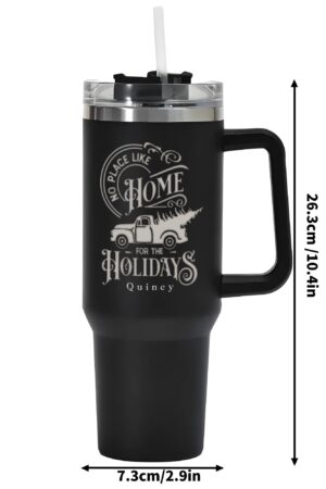 Engraved 40oz Stainless Steel Tumbler Travel Mug with Handle and Straw for Cup Holder