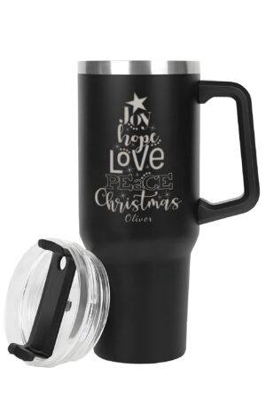 Engraved 40oz Stainless Steel Tumbler Travel Mug with Handle and Straw for Cup Holder