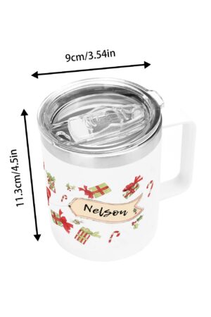 Custom 12oz Stainless Steel Coffee Mug Coffee Cup with Lid and Handle