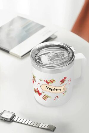 Custom 12oz Stainless Steel Coffee Mug Coffee Cup with Lid and Handle