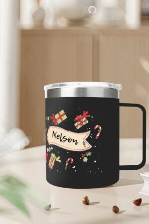 Custom 12oz Stainless Steel Coffee Mug Coffee Cup with Lid and Handle