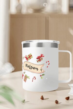 Custom 12oz Stainless Steel Coffee Mug Coffee Cup with Lid and Handle