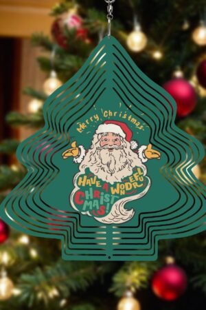 Christmas Tree Shape Hanging Wind Spinner for Garden Decor Yard Art