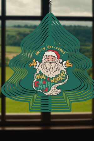 Christmas Tree Shape Hanging Wind Spinner for Garden Decor Yard Art