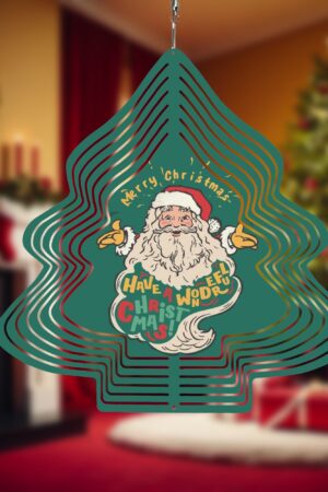 Christmas Tree Shape Hanging Wind Spinner for Garden Decor Yard Art