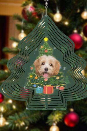 Christmas Tree Shape Hanging Wind Spinner for Garden Decor Yard Art