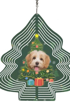 Christmas Tree Shape Hanging Wind Spinner for Garden Decor Yard Art