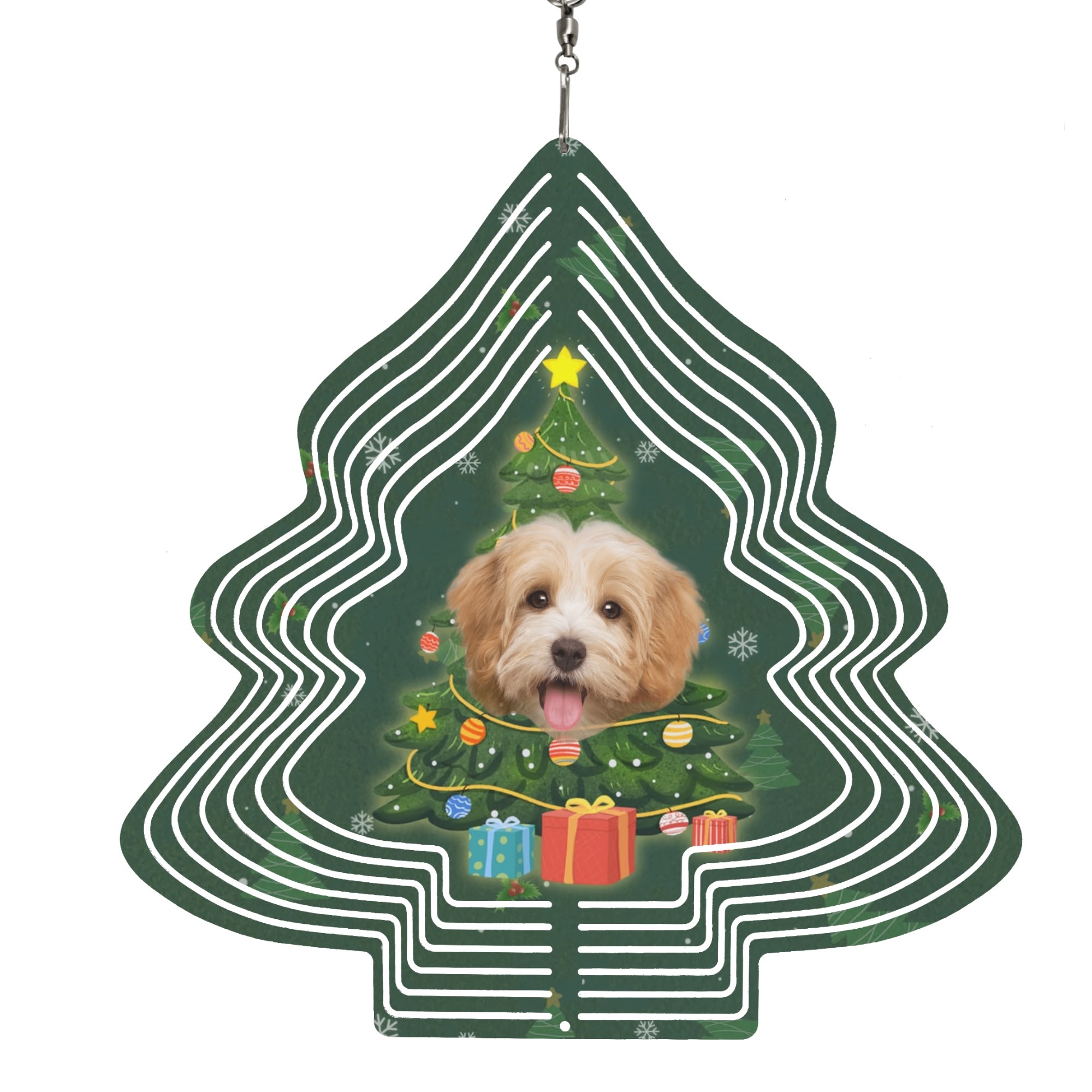 Christmas Tree Shape Hanging Wind Spinner for Garden Decor Yard Art - Image 7