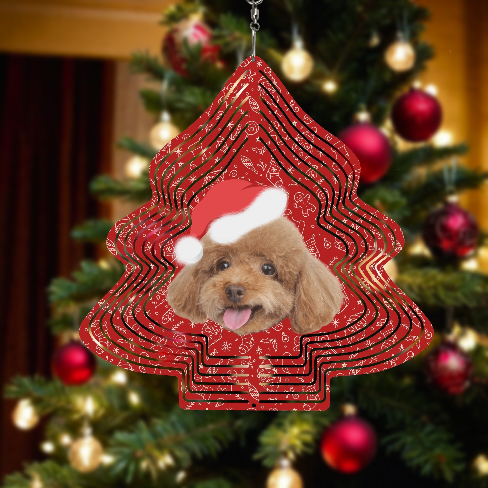 Christmas Tree Shape Hanging Wind Spinner for Garden Decor Yard Art - Image 2