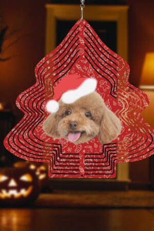 Christmas Tree Shape Hanging Wind Spinner for Garden Decor Yard Art