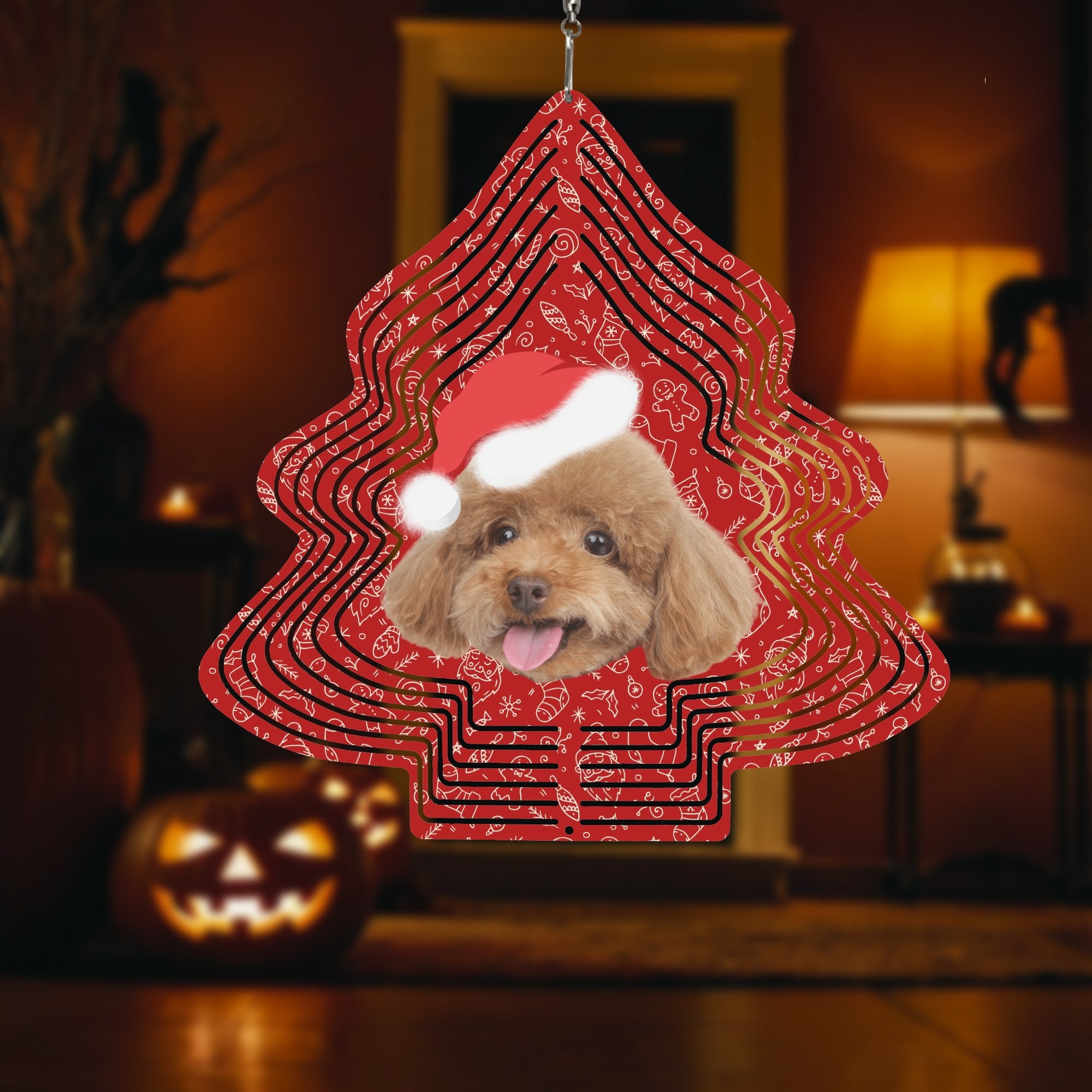 Christmas Tree Shape Hanging Wind Spinner for Garden Decor Yard Art - Image 4