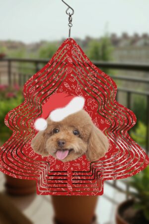 Christmas Tree Shape Hanging Wind Spinner for Garden Decor Yard Art