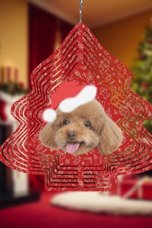 Christmas Tree Shape Hanging Wind Spinner for Garden Decor Yard Art