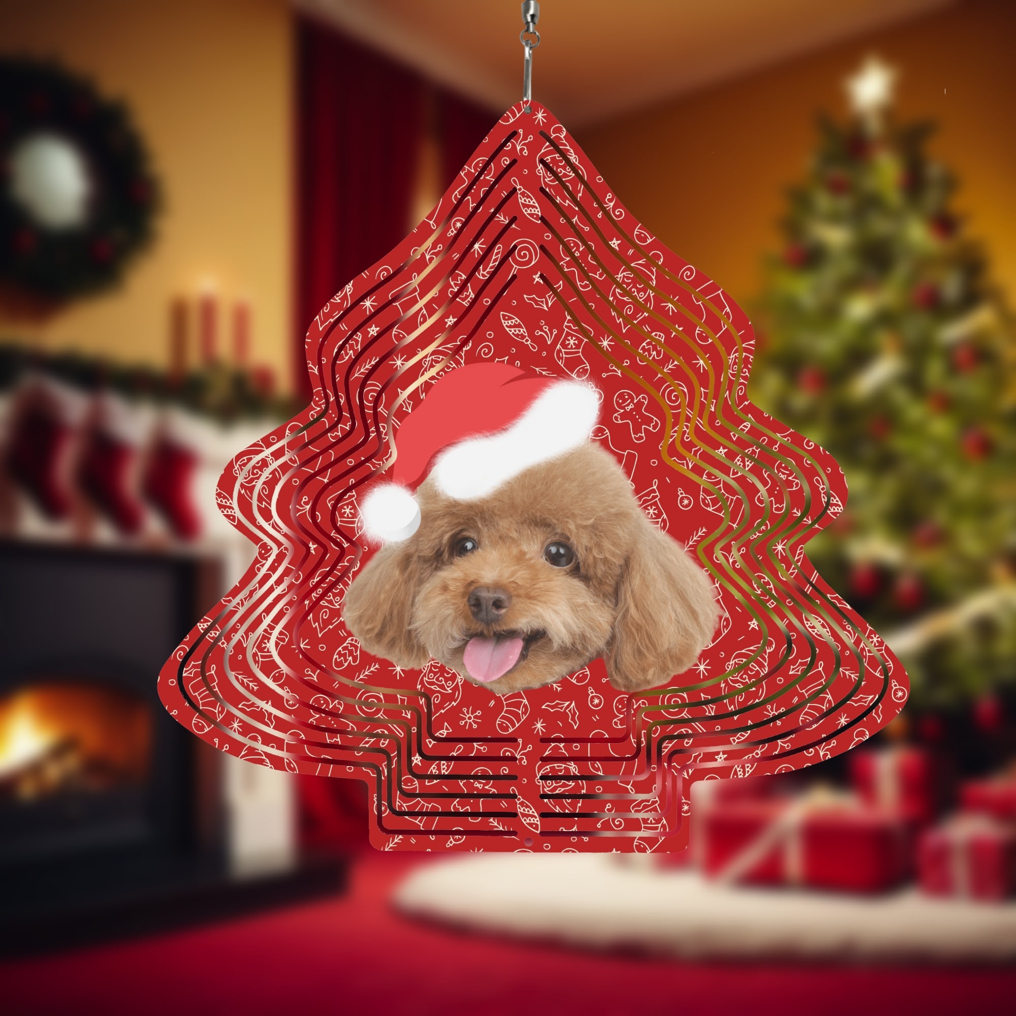 Christmas Tree Shape Hanging Wind Spinner for Garden Decor Yard Art - Image 6