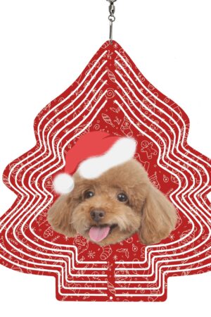 Christmas Tree Shape Hanging Wind Spinner for Garden Decor Yard Art