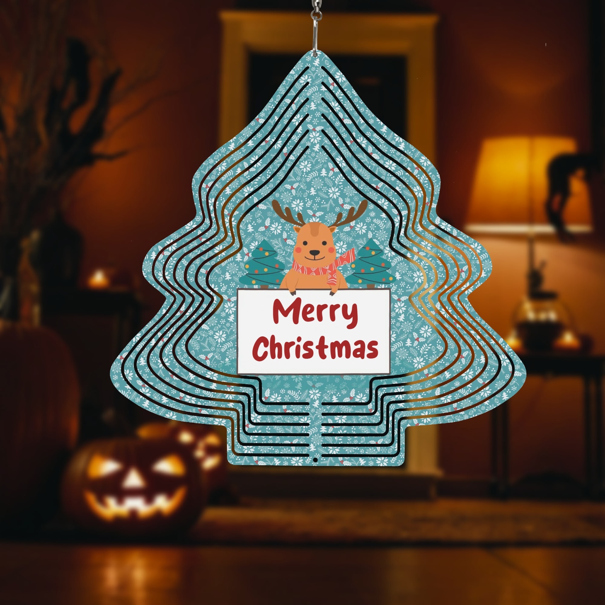 Christmas Tree Shape Hanging Wind Spinner for Garden Decor Yard Art - Image 4