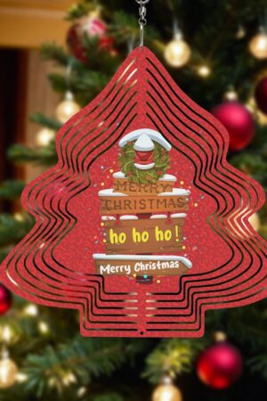 Christmas Tree Shape Hanging Wind Spinner for Garden Decor Yard Art