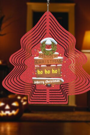 Christmas Tree Shape Hanging Wind Spinner for Garden Decor Yard Art