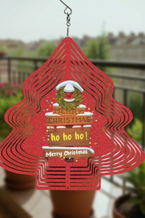 Christmas Tree Shape Hanging Wind Spinner for Garden Decor Yard Art