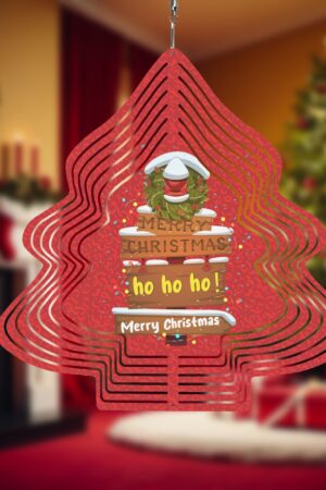 Christmas Tree Shape Hanging Wind Spinner for Garden Decor Yard Art