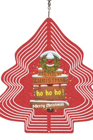 Christmas Tree Shape Hanging Wind Spinner for Garden Decor Yard Art